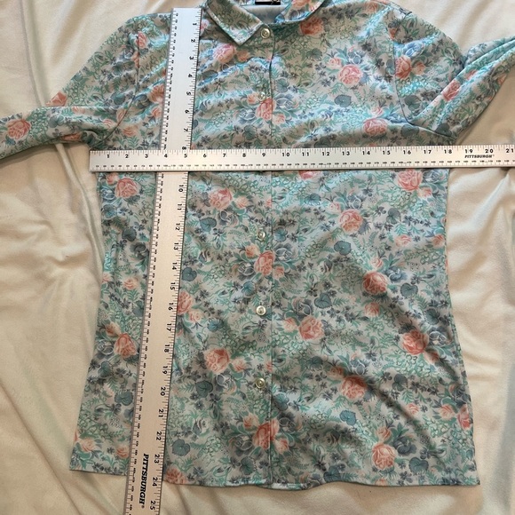 Vintage Pastel Floral Caper-Mates Print Women’s Button Blouse - Picture 7 of 7